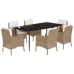 Set comedor de jardín 7 pzas con cojines ratán sintético beige