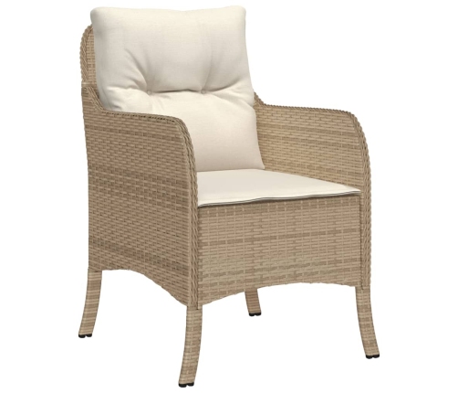 Set comedor de jardín 5 pzas con cojines ratán sintético beige