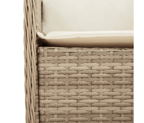 Set comedor de jardín 5 pzas con cojines ratán sintético beige