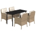 Set comedor de jardín 5 pzas con cojines ratán sintético beige