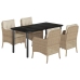 Set comedor de jardín 5 pzas con cojines ratán sintético beige