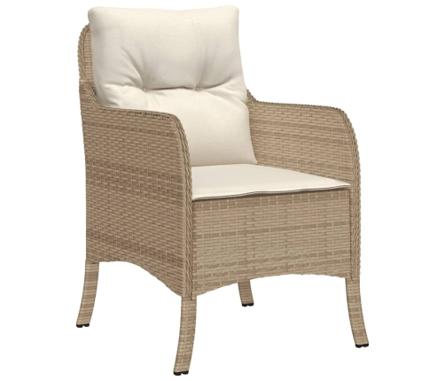 Set comedor de jardín 5 pzas con cojines ratán sintético beige