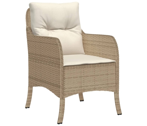 Set comedor de jardín 7 pzas con cojines ratán sintético beige