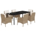 Set comedor de jardín 7 pzas con cojines ratán sintético beige