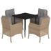 Set comedor de jardín 5 pzas con cojines ratán sintético beige