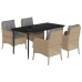 Set comedor de jardín 5 pzas con cojines ratán sintético beige