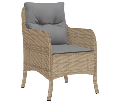 Set comedor de jardín 5 pzas con cojines ratán sintético beige