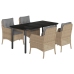 Set comedor de jardín 5 pzas con cojines ratán sintético beige