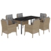 Set comedor de jardín 7 pzas con cojines ratán sintético beige
