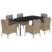 Set comedor de jardín 7 pzas con cojines ratán sintético beige