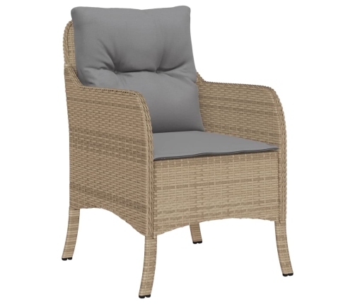 Set comedor de jardín 7 pzas con cojines ratán sintético beige