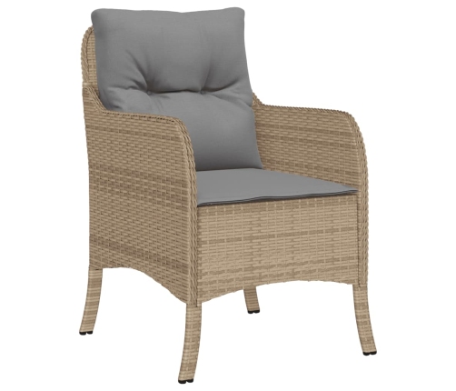 Set comedor de jardín 9 pzas con cojines ratán sintético beige