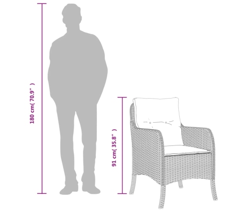 Set comedor de jardín 9 pzas con cojines ratán sintético beige