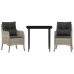 Set comedor de jardín 3 pzas cojines ratán sintético gris claro