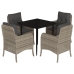 Set comedor de jardín 5 pzas cojines ratán sintético gris claro