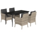 Set comedor de jardín 5 pzas cojines ratán sintético gris claro