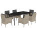 Set comedor jardín 7 pzas y cojines ratán sintético gris claro