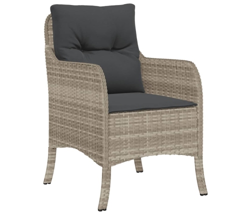 Set comedor jardín 7 pzas y cojines ratán sintético gris claro