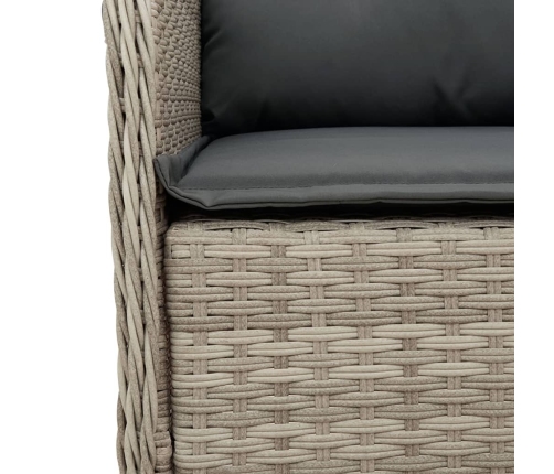 Set comedor jardín 7 pzas y cojines ratán sintético gris claro