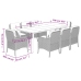 Set comedor de jardín 9 pzas cojines ratán sintético gris claro