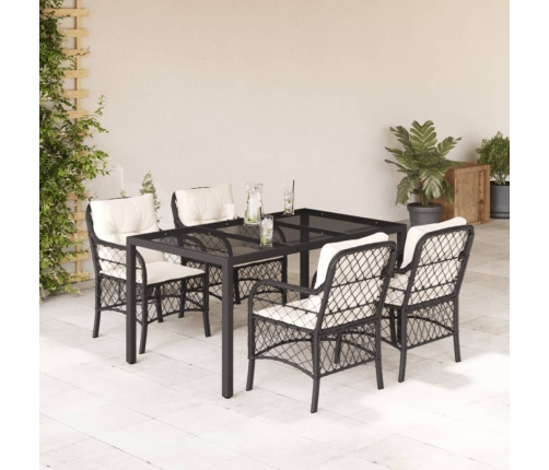 Set de muebles jardín 5 pzas con cojines ratán sintético negro