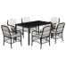 Set de comedor de jardín 7 pzas y cojines ratán sintético negro