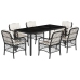 Set de comedor de jardín 7 pzas y cojines ratán sintético negro