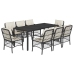 Set de comedor de jardín 9 pzas y cojines ratán sintético negro