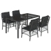 Set de muebles jardín 5 pzas con cojines ratán sintético negro