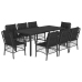 Set de comedor de jardín 9 pzas y cojines ratán sintético negro