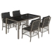 Set comedor de jardín 5 piezas con cojines ratán sintético gris