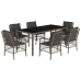 Set comedor jardín 7 pzas y cojines ratán sintético gris