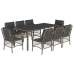 Set comedor jardín 9 pzas y cojines ratán sintético gris