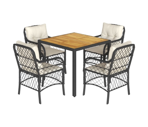 Set de muebles jardín 5 pzas con cojines ratán sintético negro
