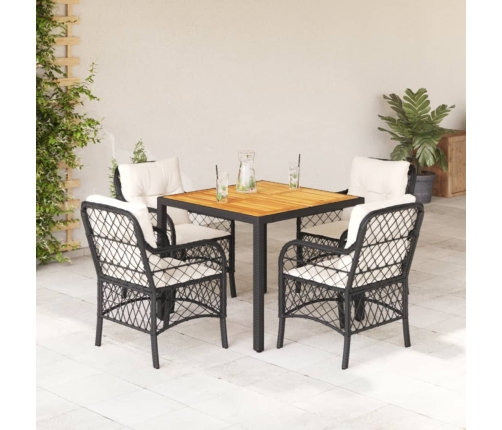 Set de muebles jardín 5 pzas con cojines ratán sintético negro