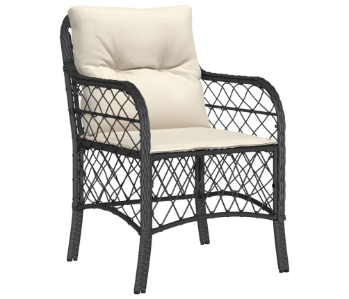 Set de comedor de jardín 7 pzas y cojines ratán sintético negro
