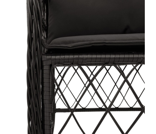 Set de muebles jardín 5 pzas con cojines ratán sintético negro