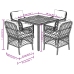 Set de muebles jardín 5 pzas con cojines ratán sintético negro