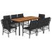 Set de comedor de jardín 9 pzas y cojines ratán sintético negro