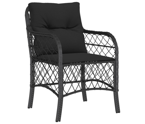 Set de comedor de jardín 9 pzas y cojines ratán sintético negro