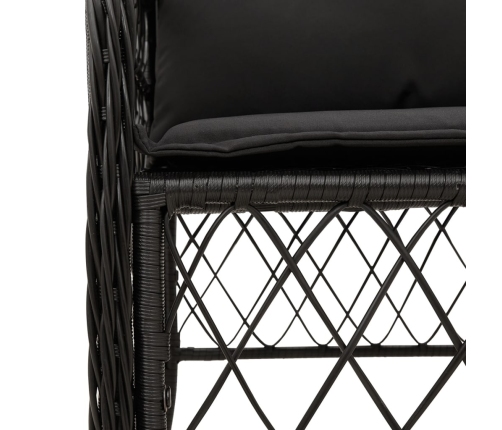 Set de comedor de jardín 9 pzas y cojines ratán sintético negro