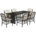 Set de comedor de jardín 7 pzas y cojines ratán sintético negro