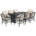 Set de comedor de jardín 9 pzas y cojines ratán sintético negro