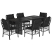 Set de comedor de jardín 7 pzas y cojines ratán sintético negro