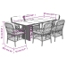 Set de comedor de jardín 7 pzas y cojines ratán sintético negro