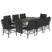 Set de comedor de jardín 9 pzas y cojines ratán sintético negro