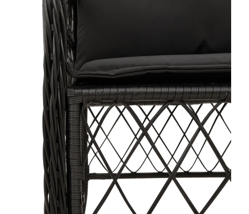 Set de comedor de jardín 9 pzas y cojines ratán sintético negro