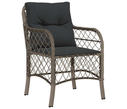 Set comedor jardín 7 pzas y cojines ratán sintético gris