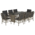 Set comedor jardín 9 pzas y cojines ratán sintético gris