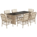 Set comedor de jardín 7 pzas con cojines ratán sintético beige
